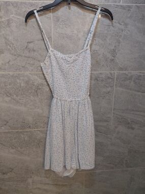 Rue21 Light Blue Floral Romper with Spaghetti Straps